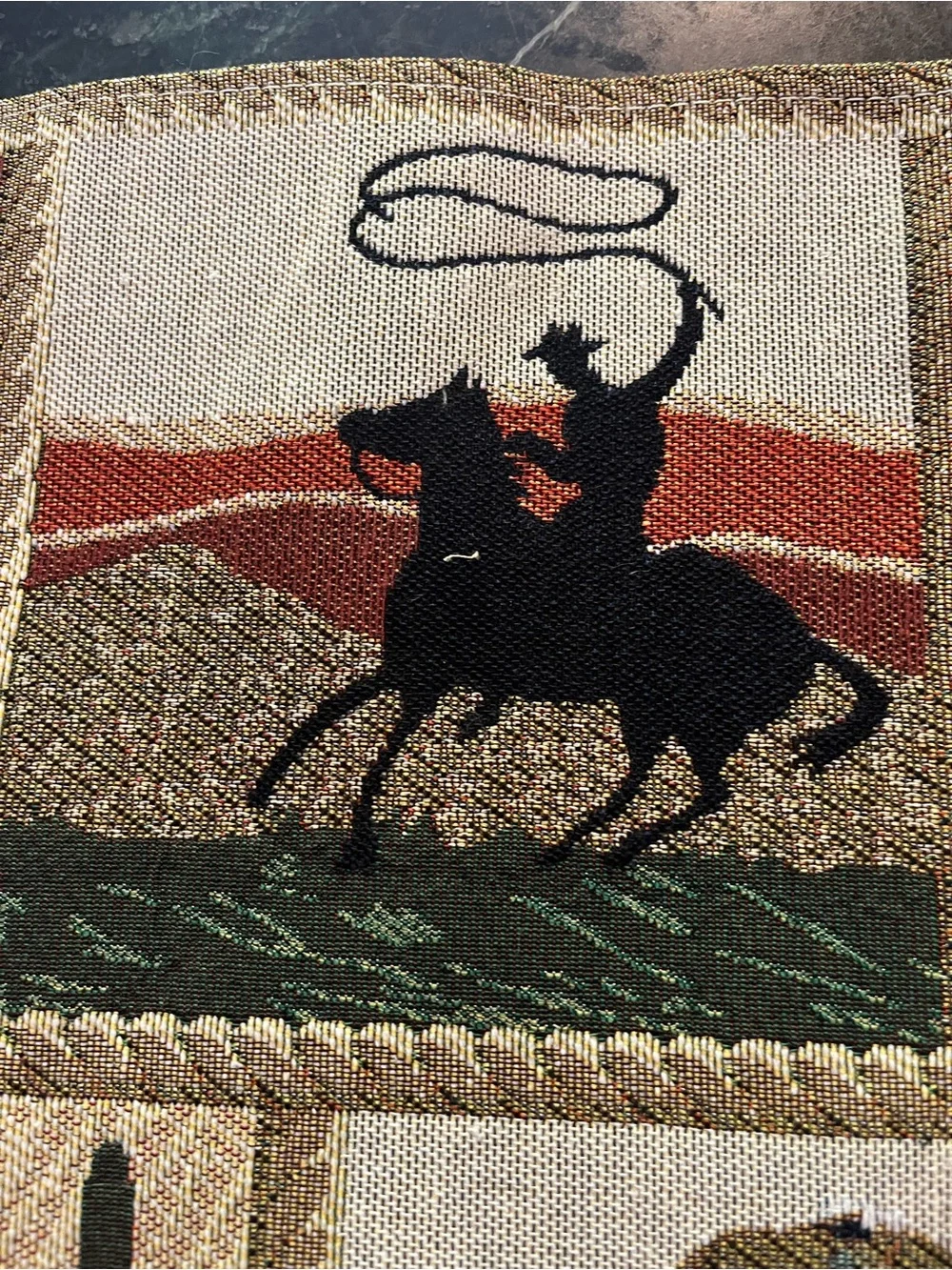 Set Of 4 Vintage Tapestry Cowboy Placemats Western Rodeo